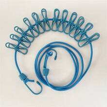 (6 Color Options) Portable Travel Clothesline With 12 Clips - Windproof, Retractable And Elastic Laundry Drying Rope