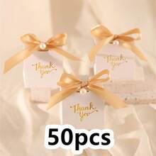 20/50个装白色礼品包装盒，配高级丝带和珍珠装饰 - 适用于派对、生日、婚礼、情人节等场合的礼品盒 - 彩色 - 查看 22