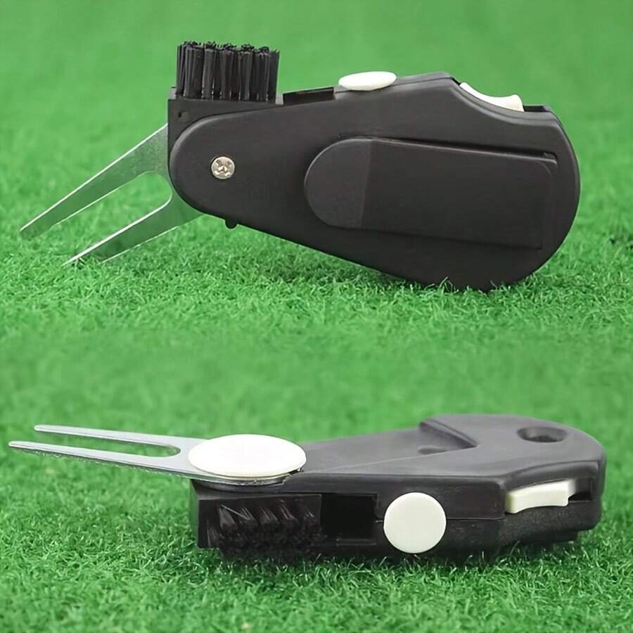 Set Aksesori Golf Multifungsi Portabel 5-in-1: Alat Perbaikan Bekas Pukulan, Penghitung Skor, Penanda Bola, Sikat Klub dan Pembersih Alur, Alat Perbaikan Bekas Pukulan, Hadiah Sempurna untuk Pegolf - Hitam - View 1