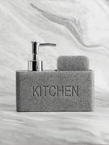 Multifunctional Soap Dispenser, Countertop Lotion Bottle With Sponge Holder,  Practical Sink Refillable Empty Bottle,9.47oz Resin Kitchen & Bathroom Soap Dispenser With Built-In Cleaning Brush & Storage Box - Phthalate-Free, Freestanding Design - Grey - View 13
