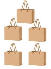 10Pcs-Khaki Kraft Paper Bags With Handles, Khaki Gift Bags, Solid Color Gift Bag, Mini Portable Small Shopping Bags For Boutique, Wedding Party Favor Bags, BabyShower, Birthday Party, Gift Bags, Bridesmaids Bags, Mother's Day Graduation