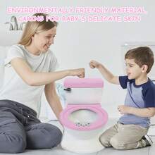 Large Toddler Potty Training Toilet Seat - Potties With Realistic Flush Sounds, Flip-Up Seat, Storage Bin, Toilet Paper Holder, And Removable Training Seat  Removable Pot, Toddler Potty Seat With Storage Tank And Toilet Paper Holder For Kids 1-3 Years Old, Blue/Pink/Grey - 粉色 - 查看 6