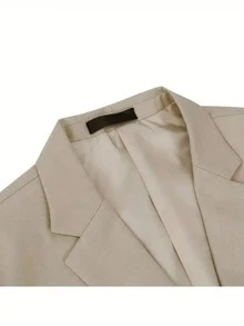 Men's Suits, Men's Business Casual Style, Including Solid-Color Suit Jackets And Trousers. Elegant Men's Suits, Suitable For Work Commuting, Casual Occasions, Weddings, Dances, And Business Venues. - 米色 - 查看 7