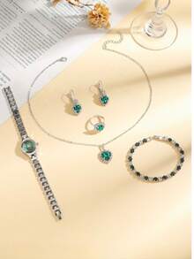 5 Stücke/Set Neue Mode Stahlarmband Uhren für Frauen, minimalistisches Design, Quarzwerk, geeignet für den täglichen Gebrauch, Geburtstag, Jahrestag, Halloween und andere Feiertagsgeschenke, ohne Geschenkbox