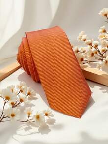 1 Cà vạt nam ôm vừa vặn màu cam, Cà vạt thời trang trang trọng cho tiệc cưới - trái cam - Xem 3