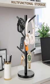 Fertoriy Mug Holder Tree, Thicker Base Coffee Cup Holder For Countertop, Sturdy Wood Coffee Mug Hanger With 6 Hooks, Non-Slip Cup Rack For Home Storage And Organizer