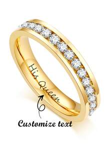 1 件个性化不锈钢 18K 金情侣戒指，简约定制名字设计，适合情侣、情人节、周年纪念日、感恩节、圣诞节 - 金色 - 查看 14