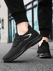 Women's Casual Sports Shoes, Mesh Slip-On Fitness Running Shoes, Comfortable Soft Non-Slip Walking Sneakers - 黑色 - 查看 5