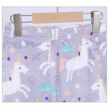 10 SET POR PAQUETE  Conjunto de pijama de 2 piezas para niña con dibujos animados de manga polar, suave y cómodo (incluye pantalones), adecuado para otoño e invierno. - Morado - Ver 3