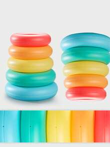 1set Random Color Baby Ring Toys, Baby Bell Soothing Emotional Sound Toys, Tumblers, Baby Rainbow Colored Tower Shaped Ring Toys, Early Childhood Education Puzzle Toys, Baby Enlightenment Toys, Birthday Gifts, Party Gifts