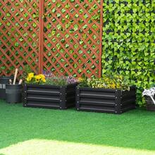 Outsunny Set Of Two 60 X 60cm Steel Planter Boxes Grey - Grey1 - View 2