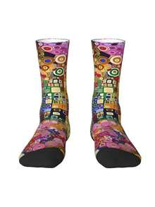 1pair Fantasy Polka Dot Pattern Printing Socks Men's 360-Degree 3D Printing Socks Digital Customized Printing Socks Medium Socks
