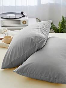 2pcs,Light Grey,Solid Color Japanese Simple Solid Color, Super Soft, Breathable, Four Seasons, Simple Fashion, Leisure And Daily Life, Boys' Dormitory For Four Seasons, Pillowcase, Excluding Pillow Core, Bedding, Hotel, Household Items, Japanese SizeTwinFullQueenKing.