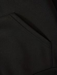 Winter Christmas Women's Tops, Women's Jackets, Women's Upper Clothing, Autumn Back-To-School Double-Hooded Sweatshirt, Women's Fashion Street-Style Hooded Sweatshirt With Kidnapper Kitten ABC Print, Kidnapper Kitten ABC Pattern Print, Printed Barak-Style Sweatshirt - Black - View 6