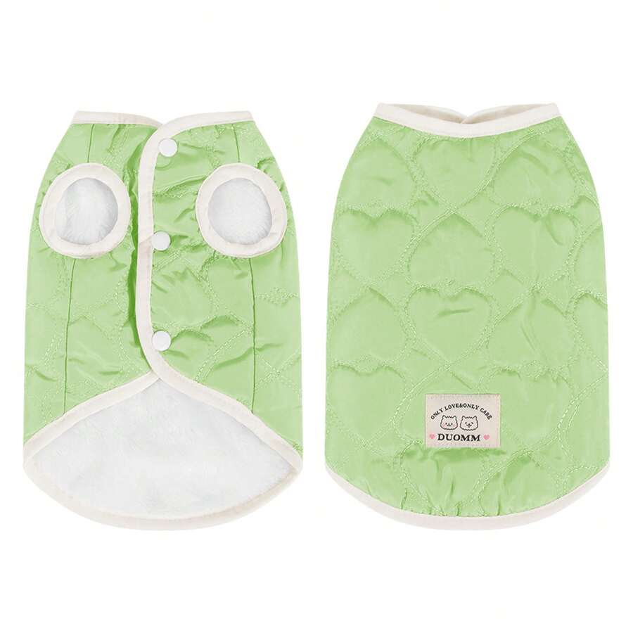 Dog Quilted Vest Jacket Contrast Color Warm Cat Coat Winter Clothes For Cold Weather Pet Apparel For Small Dogs - Green - View 1