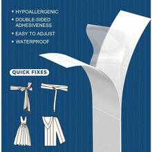 36 piezas de cinta de moda para ropa, cinta adhesiva doble cara, cinta adhesiva fuerte y transparente, segura para la piel, 36 tiras transparentes, cinturón - Blanco - Ver 2