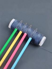 Automatic Needle Threader, Sewing Needle Threader Tool For Seniors, Plastic Bobbin Thread Holder, Modern Household Plastic Needle Threader, Beading Tool, Cylindrical Needle Threader Set, Beading Needle Threader Accessory - Durable DIY Accessory For Beads And Fine Threads (Random Color)