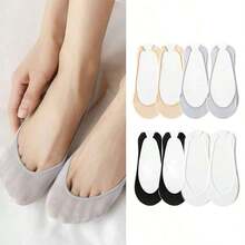 1/3/6/8 双女士多色船袜，超薄低帮隐形袜，防滑泡沫后跟垫，透气网眼，夏季 - 彩色 - 查看 23