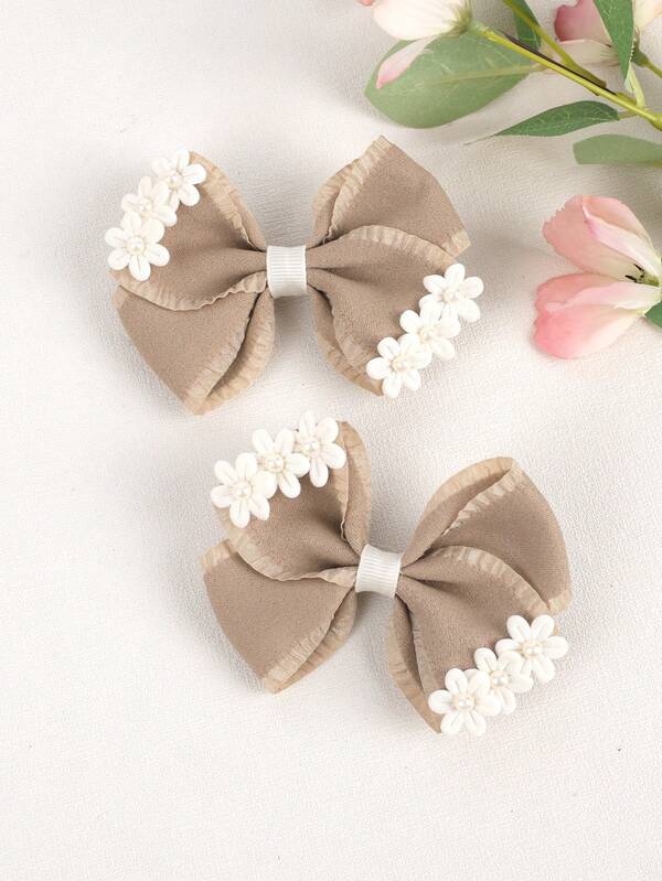 2/6 spinek do włosów z perłowymi kokardkami dla dziewczynek, materiałowe spinki krokodylkowe, kokardy do włosów dla dziewczynek, modne akcesoria do włosów dla dziewczynek, prezenty na imprezę