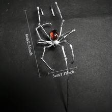 Spider-Shaped Earrings With Silvery , Simulated Spider Legs Design Featuring Synthetic Synthetic Zirconia In The Middle - Dark Style Full Ear Hoop For, Creative Minimalist Punk Fashion Statement Piece, For Teenager - Đỏ - Xem 4