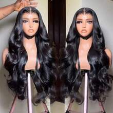 NARNI 34 Inch Wear And Go Glueless Wigs Human Hair 250% Density Pre Plucked Pre Cut 6x4 HD Body Wave Lace Closure Wigs Human Hair For Women 5x5 Glueless Human Hair Wig Wear To Go Natural Black - Natural Black - View 9