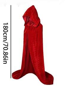 1pc Unisex Party Performance Hooded Cape Cloak With Velvet Fabric, Ideal For Various Festivals, Halloween Cosplay Costume, , Devil, Vampire, Dress Up,Festival Costume Props,Christmas Costumes.(The Color And Material Of The Rope On The Cloak Are Random) - Multicolor - View 13
