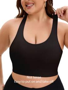 2pcs/Set Women Plus Size Seamless Knit Comfortable Easy On/Off Removable Cup Sports Bra Spring Fall - Multicolor - View 7