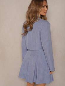 Veste courte croisée avec rayures délicates - Bleu azur - Voir 3