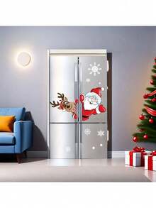 57pcs/Set Cartoon Santa Claus Reindeer Snowflake Stickers,New Year's And Christmas Creative Refrigerator Stickers, Door Stickers, Window Stickers,Festival, New Year, Christmas Party Decoration