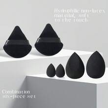 mik&joe 6 pièces Ensemble d'éponges de maquillage triangulaires, éponge de maquillage, houppette de poudre, houppette de poudre libre, houppette de poudre compacte, éponge de maquillage, texture douce et moelleuse, houppette pour les doigts, outils de maquillage, éponge de fixation, houppette pour les doigts en flacon, houppette de poudre douce, houppette de poudre à double usage sec et humide, outils de maquillage, produits de beauté, houppette de poudre, coussin d'air, outils de maquillage multifonctionnels, produits de beauté et de soins de la peau, éponge de maquillage, outils de nettoyage du visage, outils de maquillage, rangement de voyage, convient pour le maquillage, palette d'ombres à paupières, applicable au visage et au corps, outils de maquillage