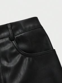 Fustă midi creion elegantă, stil business, din piele, stil vintage, cu talie înaltă, croială slim fit, pentru naveta zilnică - Negru - Vizualizare 11