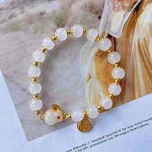 1Pc Year Of The Rabbit Lucky Charm Imitation Jade Rabbit Bracelet, Artificial Agate Glass Bracelet For Girls, Ideal For Gifts - 1 cái - Xem 6