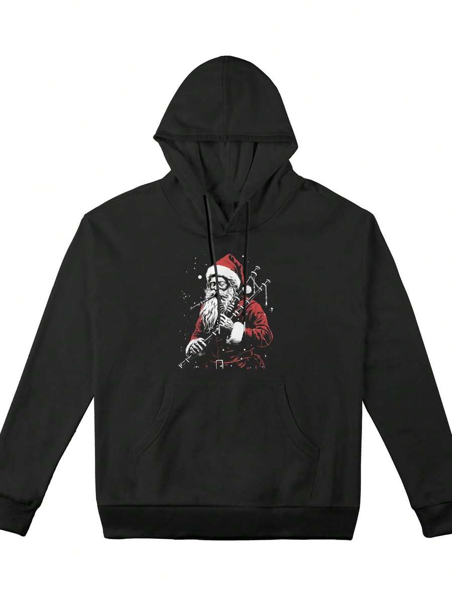 Women's Plus-Size Sweatshirt, Santa Claus Plays Uilleann Bagpipe Christmas Musiccasual Style Sweatshirt, A Must-Have For Daily Travel, Suitable For All Seasons.