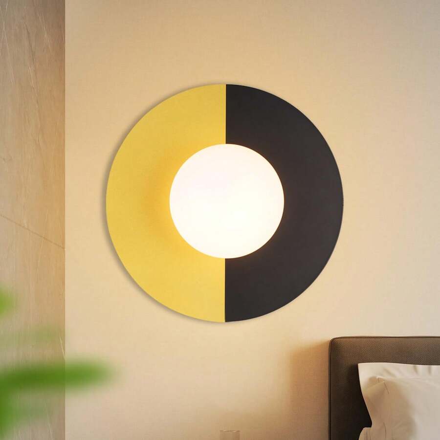 壁灯 室内壁灯 卧室 - 卧室灯 黑金复古壁灯 玻璃和金属 现代设计 E14 圆形楼梯灯 适用于门厅 床 走廊（无灯泡） - 圓款 - 查看 1