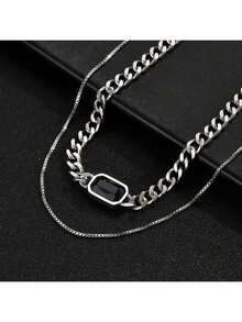 1 Peça Colar Pingente de Cruz Multi-Camadas Empilhada, Design Criativo Minimalista Estilo Hip-Hop Punk Retrô Casual, Ótimo Presente para Uso Diário, Deslocamento, Rua, Festa, Feriado