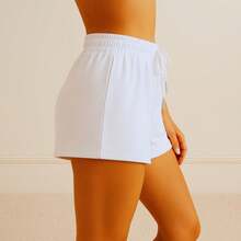 Women's Basic Sweatpants, Comfort, Casual, Everyday, Heart Print - 白色 - 查看 3