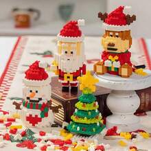 Christmas Combination Building Blocks Set, Includes Deer, Snowman, Santa Claus, Christmas Tree Shapes, Suitable For Home Decor, Halloween Gifts, Birthday, Valentine's Day And Christmas Gifts, Home Decoration Accessories
