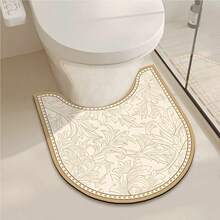 1/3件套浴室防滑吸水垫，云朵花卉图案硅胶浴室垫套装，U型马桶垫和底座垫，2.5毫米厚，浴室厨房装饰圣诞装饰厨房地毯