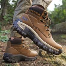 Men's Multi-Terrain Surface Hightop Wide Fit Outdoor Boots, Lightweight And Breathable Anti-Skid Mountaineering Shoes,Hiking Boot, Desert Boot,Work Footwear, Suitable For Jungle Exploration, Rock Climbing, Daily Travel, Camping, Tourism, Fishing Activitie - 棕色 - 查看 11