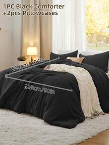 South Life 3pcs Comforter Set, Bedding, Cozy And Warm Bedding, Solid Color, Easy Care And Comfortable, Breathable Bed Set, For Twin, Full, King, Queen Bed Sizes, Suitable For Bedroom, Guest Room, Dormitory, School Bedding Dorm Essentials, All Seasons, Meticulous Festival Gifts, Machine Washable, 1 Comforter And 2 Pcs Pillowcases, Fathers Day Gift, Birthday Decorations, Grad Party Decor, Fathers Day Decor, Graduation Gift, Birthday Gift - Nhiều màu - Xem 16