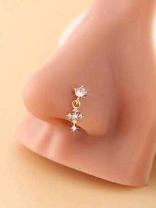 Bộ 3 chiếc khuyên mũi màu bạc, đính đá Zirconia đồng sáng bóng hình trái tim, thánh giá, bướm, thích hợp làm quà tặng cho nữ vào dịp Giáng sinh, Halloween, Ngày Valentine, sinh nhật hoặc đeo hàng ngày. - Bạc - Xem 4