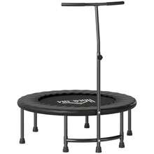 HOMCOM 40" Fitn Trampoline With Adjustable Handle Rebounder Trampoline Mini Jumper For Indoor Exercise Workout Black - Black1 - View 1
