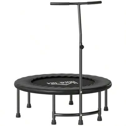 HOMCOM 40" Fitn Trampoline With Adjustable Handle Rebounder Trampoline Mini Jumper For Indoor Exercise Workout Black