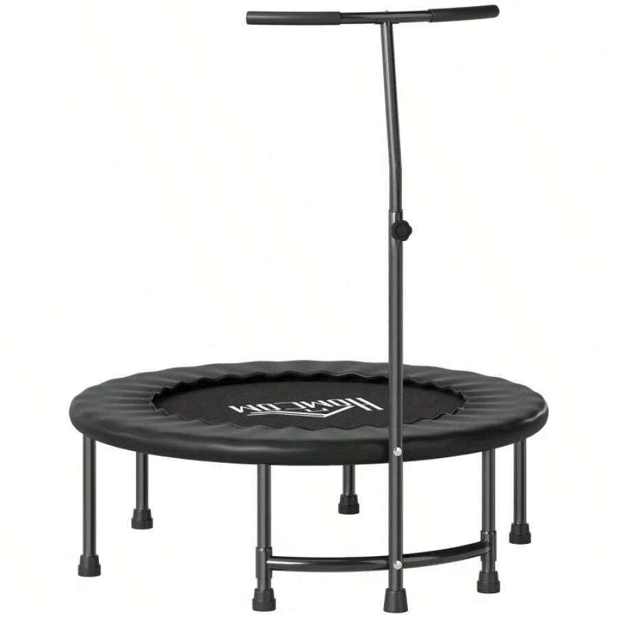 HOMCOM 40" Fitn Trampoline With Adjustable Handle Rebounder Trampoline Mini Jumper For Indoor Exercise Workout Black - Black1 - View 1