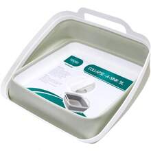 Dish Basin Collapsible With Drain Plug Carry Handles For 9 L Capacity, Collapsible Sink Tub, Dish Wash Basin, Portable Dish Tub, Foldable Dishpan For Camping Dish Washing Tub And RV Sink - 淺綠色 - 查看 2