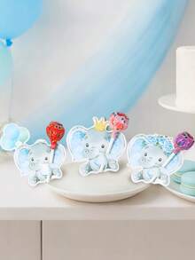 48 chiếc thẻ trang trí kẹo mút hình voi xanh, thẻ giấy đựng kẹo mút chủ đề động vật, thẻ đựng kẹo vui nhộn, đồ thủ công trang trí kẹo tự làm dễ dàng, trang trí tiệc tiết lộ giới tính, trang trí sinh nhật lần thứ nhất, trang trí tiệc mừng em bé chào đời, trang trí đám cưới, trang trí tiệc tùng. - Voi xanh - Xem 12
