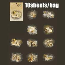 10 coli/autocolante pentru pungă, acele vremuri vechi, autocolante de fundal cu cerneală vintage, accesorii pentru albume, accesorii pentru caiete, rame foto decorative, huse pentru computer și telefon, pahare cu apă, reviste de gunoi, penare, autocolante decorative pentru birou, autocolante pentru sezonul de întoarcere la școală, rechizite școlare