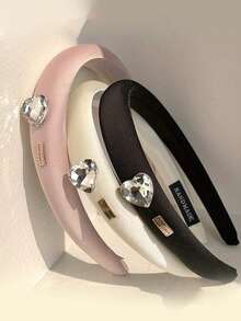 1pc French Sparkling Heart Diamond Headband, Minimalist Elegant Crystal Heart Black Wide-Brim Headband For Women, Versatile Hair Accessory For Autumn/Winter, Hair Accessories, Hair Tools, Beauty Accessories, Curly Hair Accessories For Women, Fall, Travel, Hair Tools, Accessories Women, Hair Stuff, Fall, Hair Accessories Women, Hair Tools, Hair Stuff, Stuff, Beauty Accessories, Gifts, Travel, Gifts For Women, Hair Stuff, Stocking Stuffers