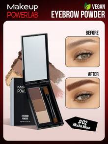 Misslyn 化妆 POWERLAB，眉粉，3 色哑光眉粉调色板，眼妆，眉毛填充物，棕色，摩卡色，玫瑰红，冷杏仁色，多色，持久，增强和定义眉毛