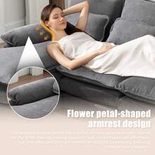 Modern 107.87" U-Shaped Chenille Cloud Sofa With Two Recliners-A Soft And Comfortable 4-Seater Modular Sofa Bed Featuring Double Side Storage Pockets And Cushions Pillows. Filled With High-Density Sponge And Designed For Ergonomic Comfort, Features Sturdy And Durable Wooden Frame. Suitable For Living Rooms, Bedrooms, Offices, And Apartments.(Gray) - 灰 - 查看 6